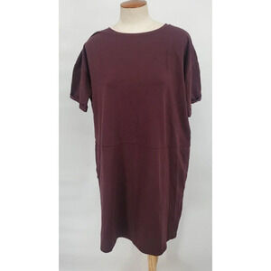 Eileen Fisher Shirt Tunic Dress Womens Brown Organic Cotton Spandex Stretch PM